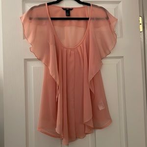 H&M pink ruffle sheer top size 4
